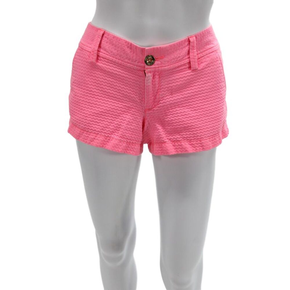 Lilly Pulitzer Women Chino Shorts Pink Striped 100% Cotton Size 2